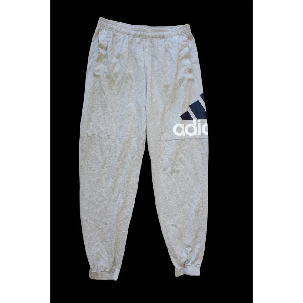 Adidas Essentials Performance Men's Jogger Logo Pants Size Medium Grey Pull on
